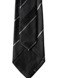 Dolce & Gabbana Black White Stripes 100% Silk Adjustable Men Necktie Tie