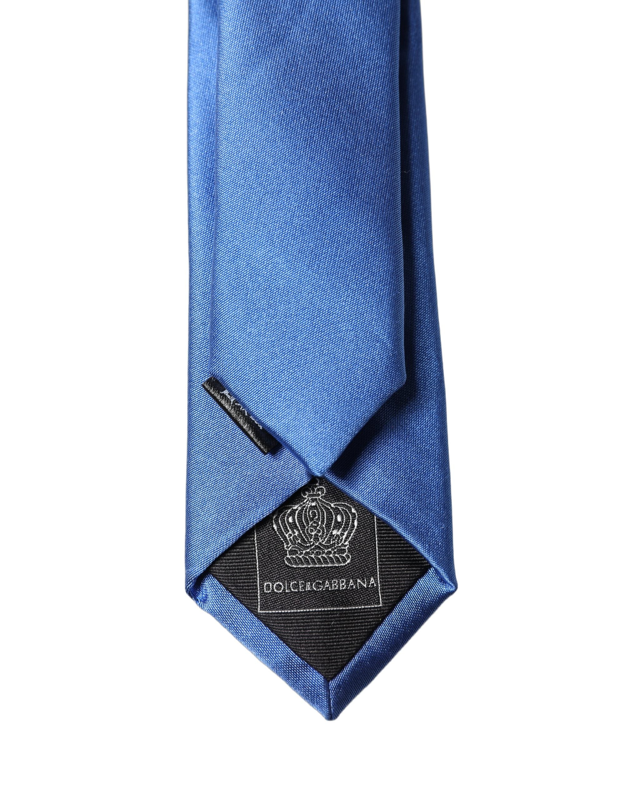 Corbata de hombre Dolce & Gabbana de satén azul 100% seda ajustable