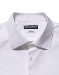 Dolce & Gabbana White Bib Cotton Poplin Dress Formal Shirt