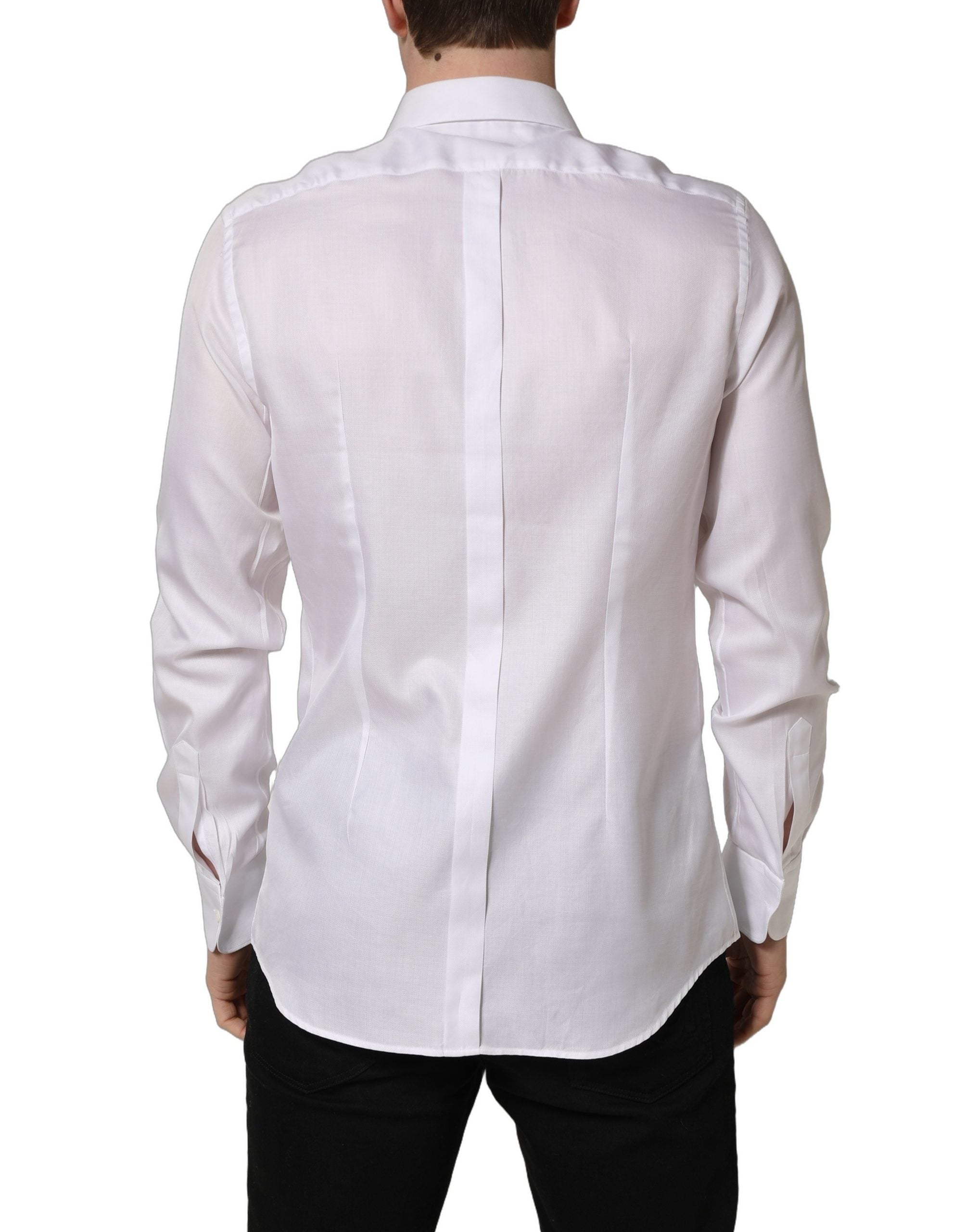 Dolce & Gabbana Camisa de hombre formal con cuello de algodón blanco