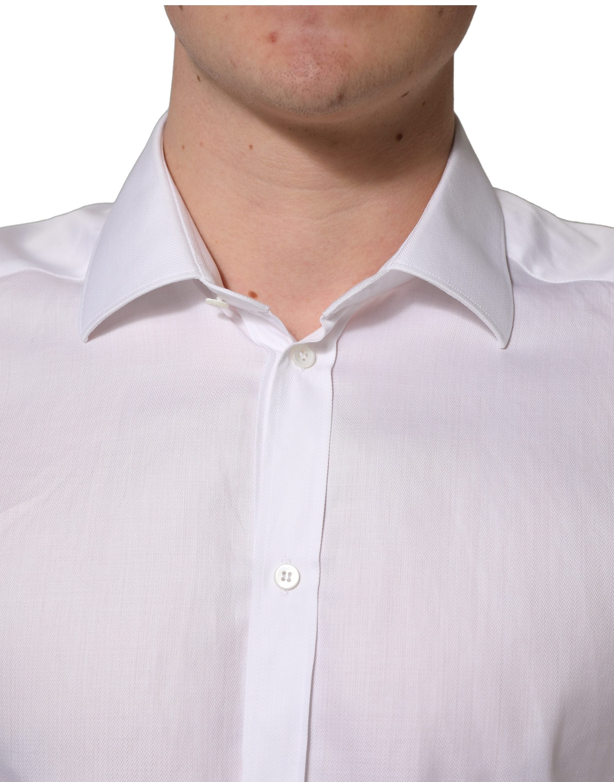 Dolce & Gabbana Camisa de hombre formal con cuello de algodón blanco
