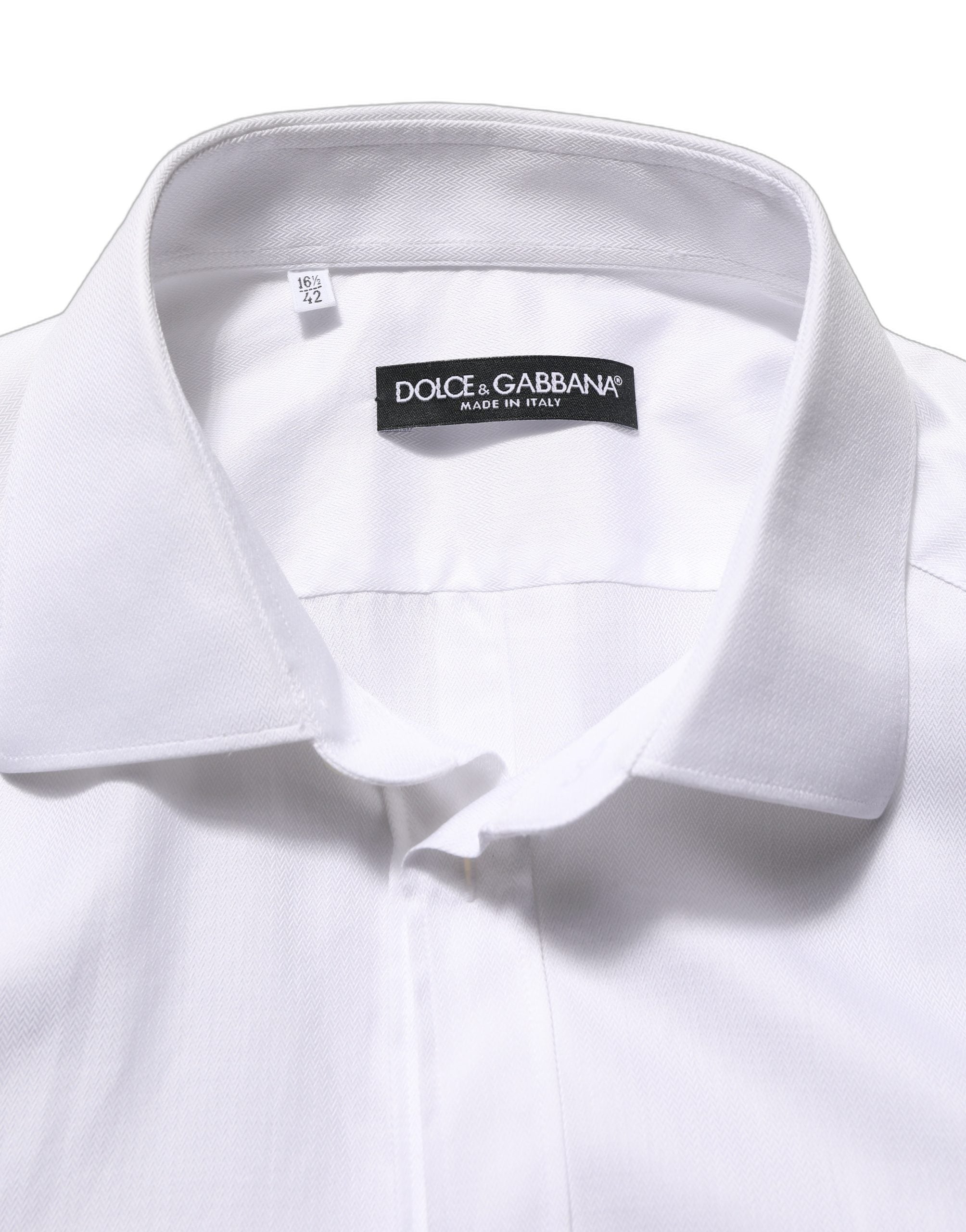 Dolce & Gabbana Camisa de hombre formal con cuello de algodón blanco