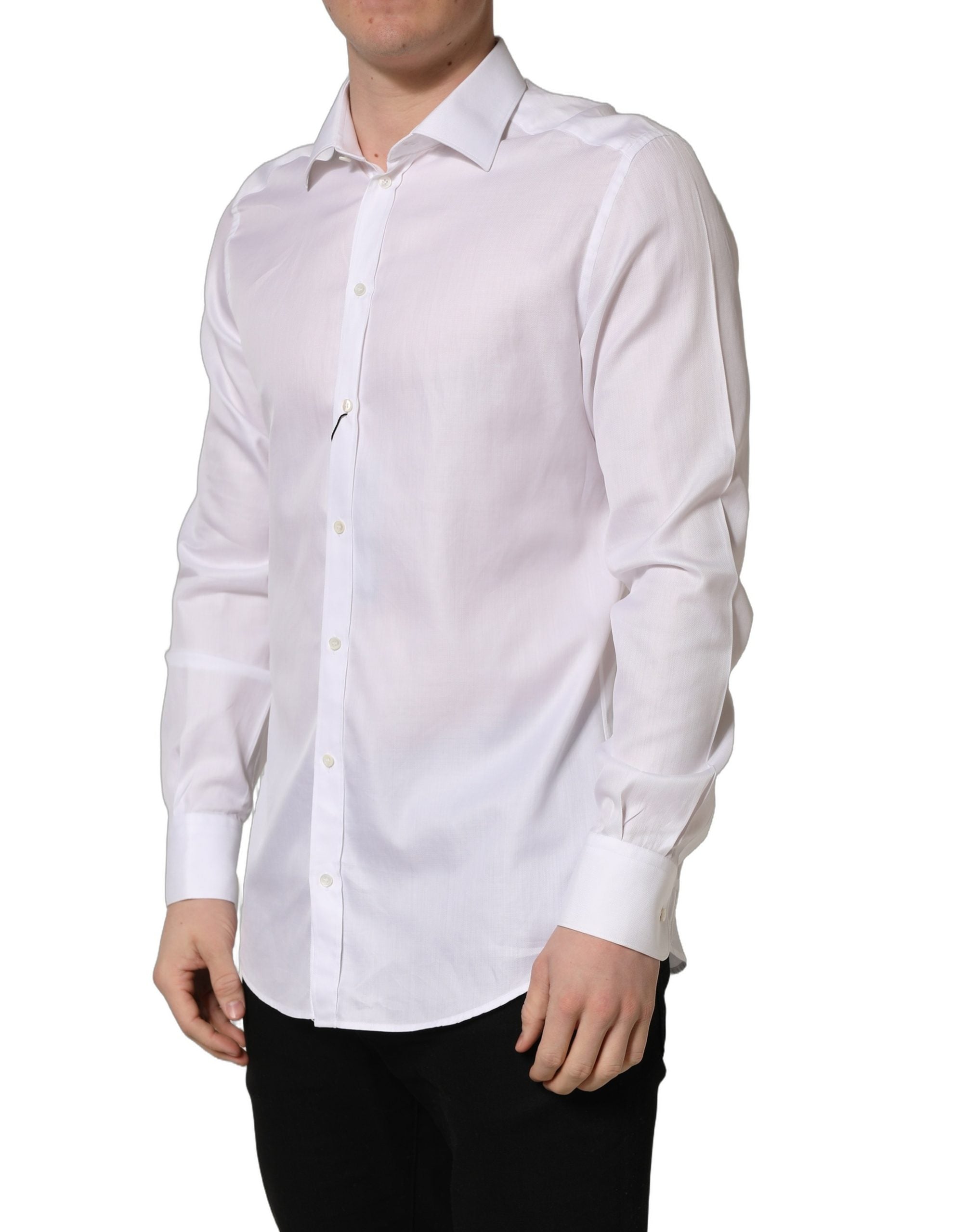 Dolce & Gabbana Camisa de hombre formal con cuello de algodón blanco