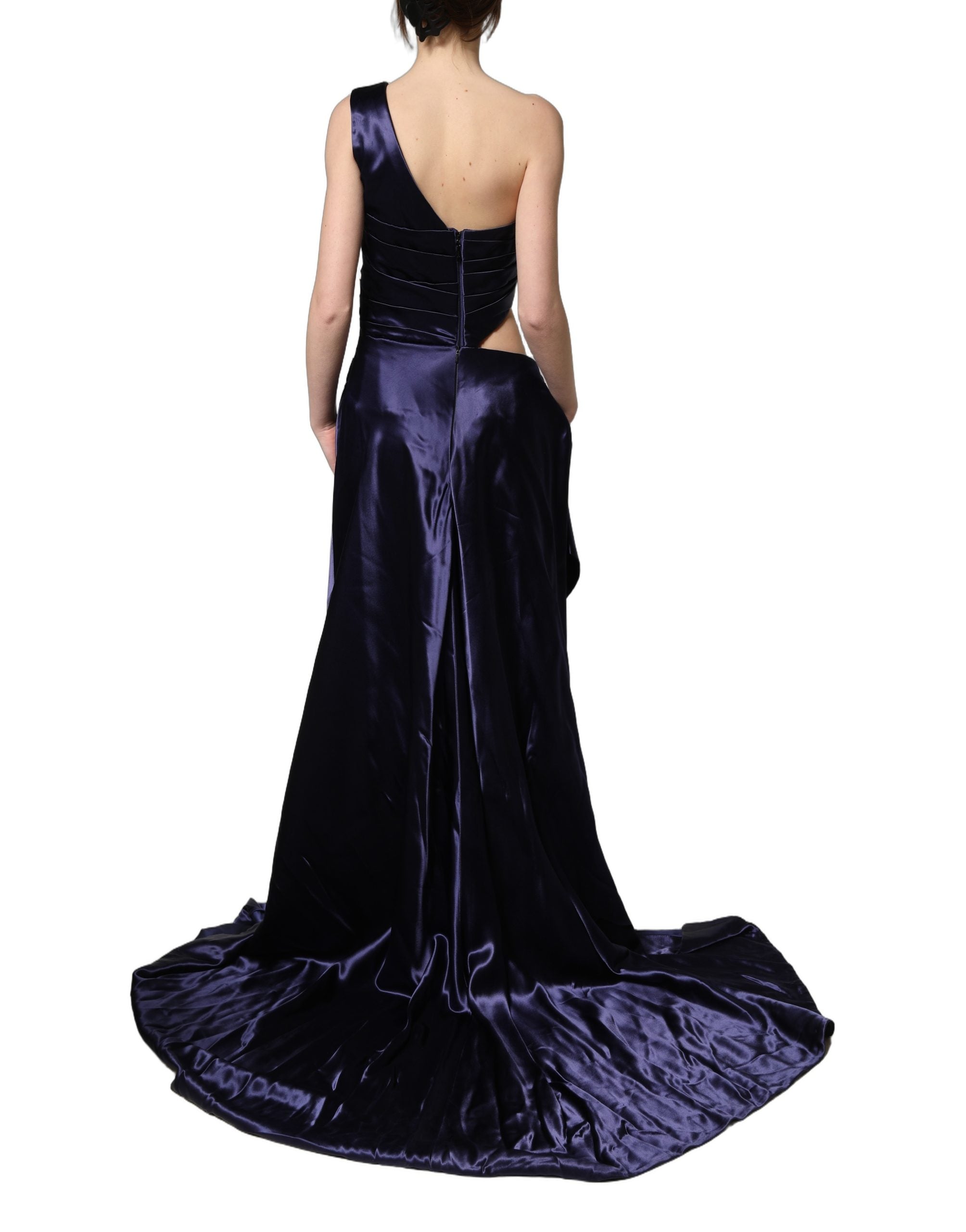 Vestido de noche asimétrico azul marino de Dolce & Gabbana