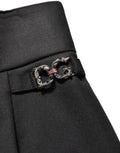 Dolce & Gabbana Black Wool High Waisted Logo Trouser Pants