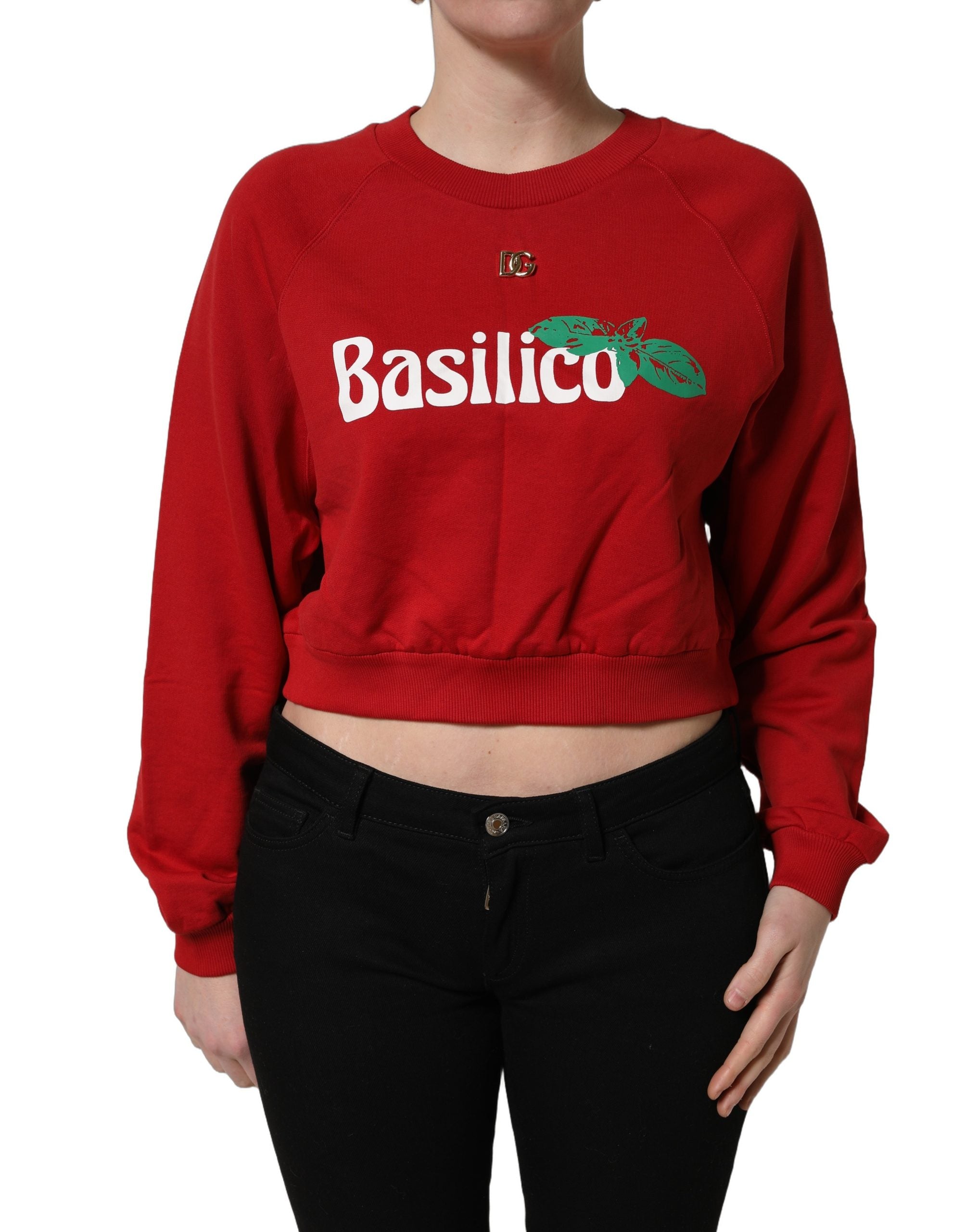 Sudadera Corta de Algodón Rojo Basilico de Dolce & Gabbana