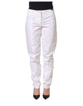 Patrizia Pepe White Mid Waist Tapered Formal Trousers Pants