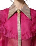Top blusa abotonado de gasa transparente fucsia de Dolce & Gabbana