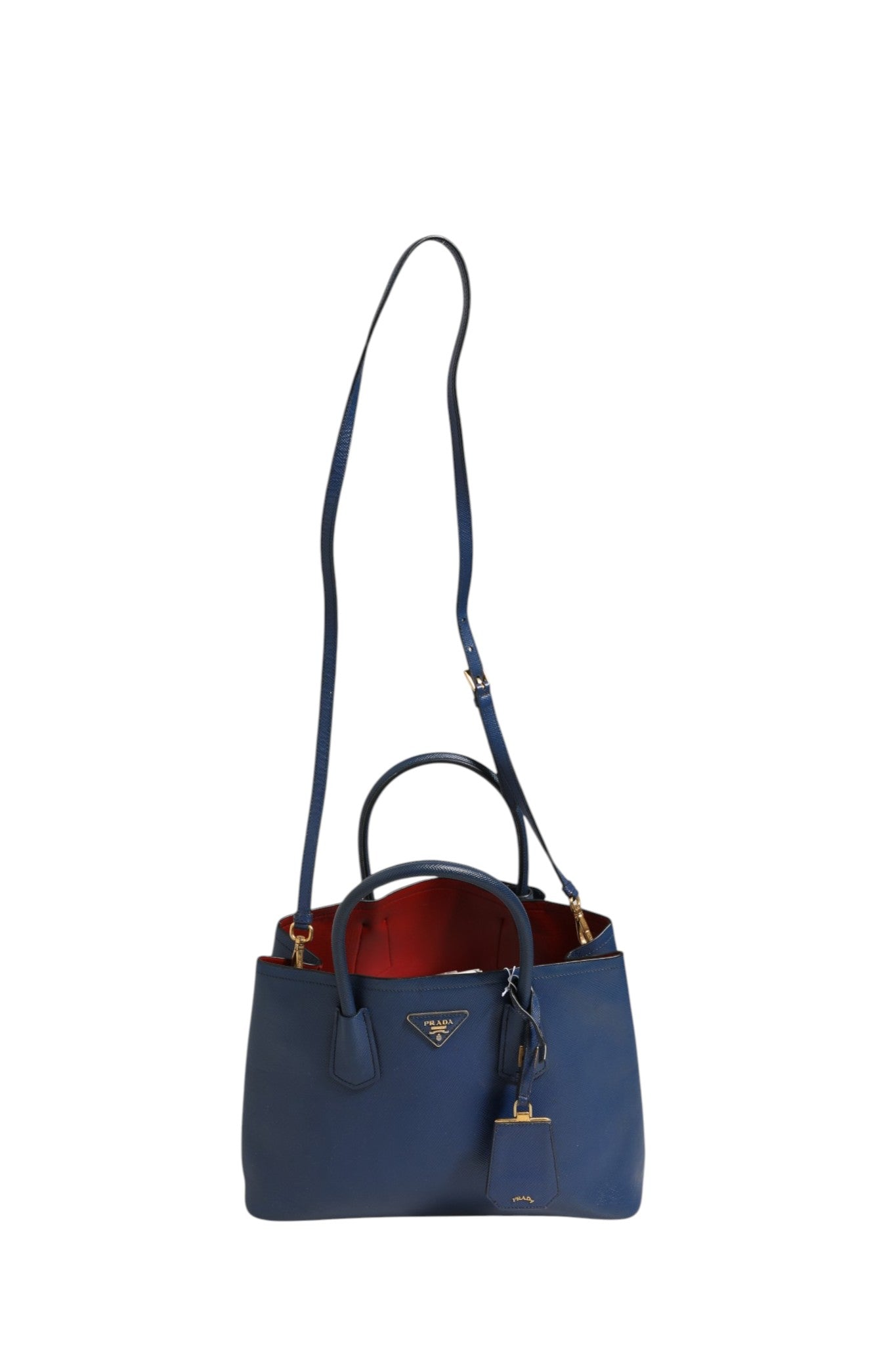 Bolso Prada de piel Saffiano azul de 2 vías