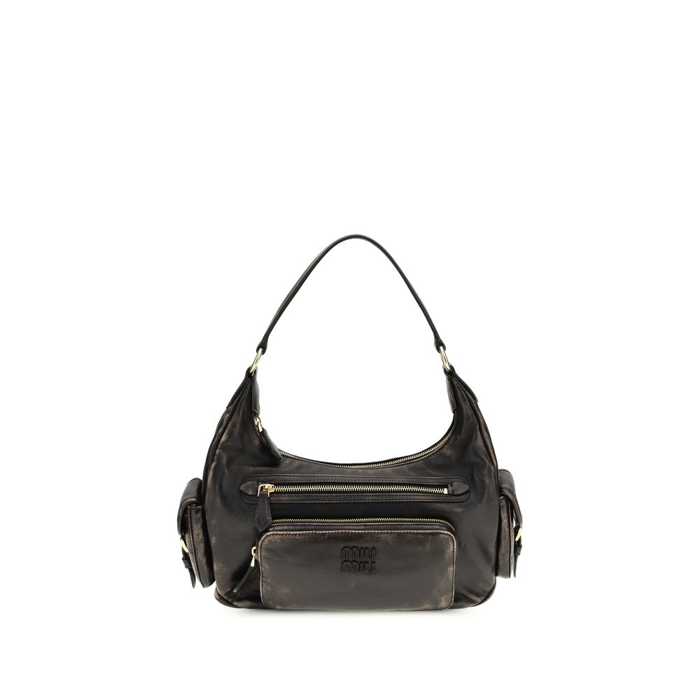 Bolso de hombro Miu Miu de piel de becerro marrón Bos Taurus