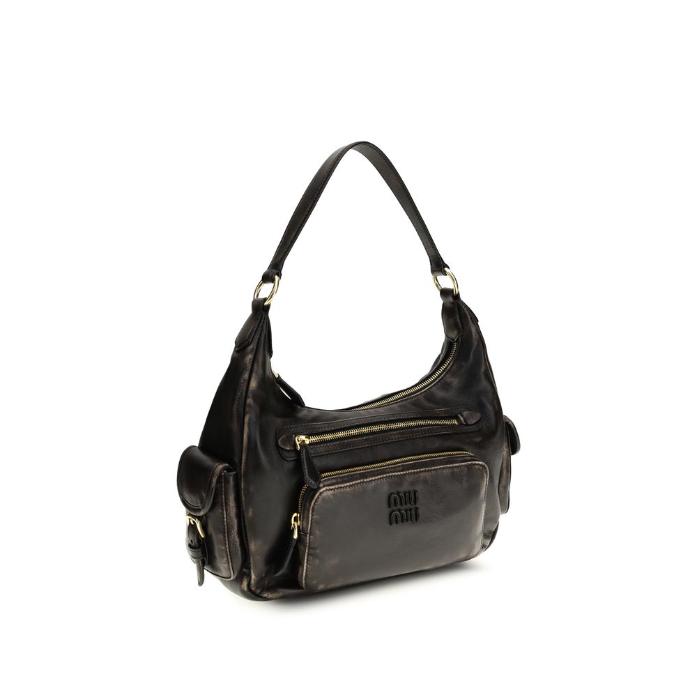 Bolso de hombro Miu Miu de piel de becerro marrón Bos Taurus