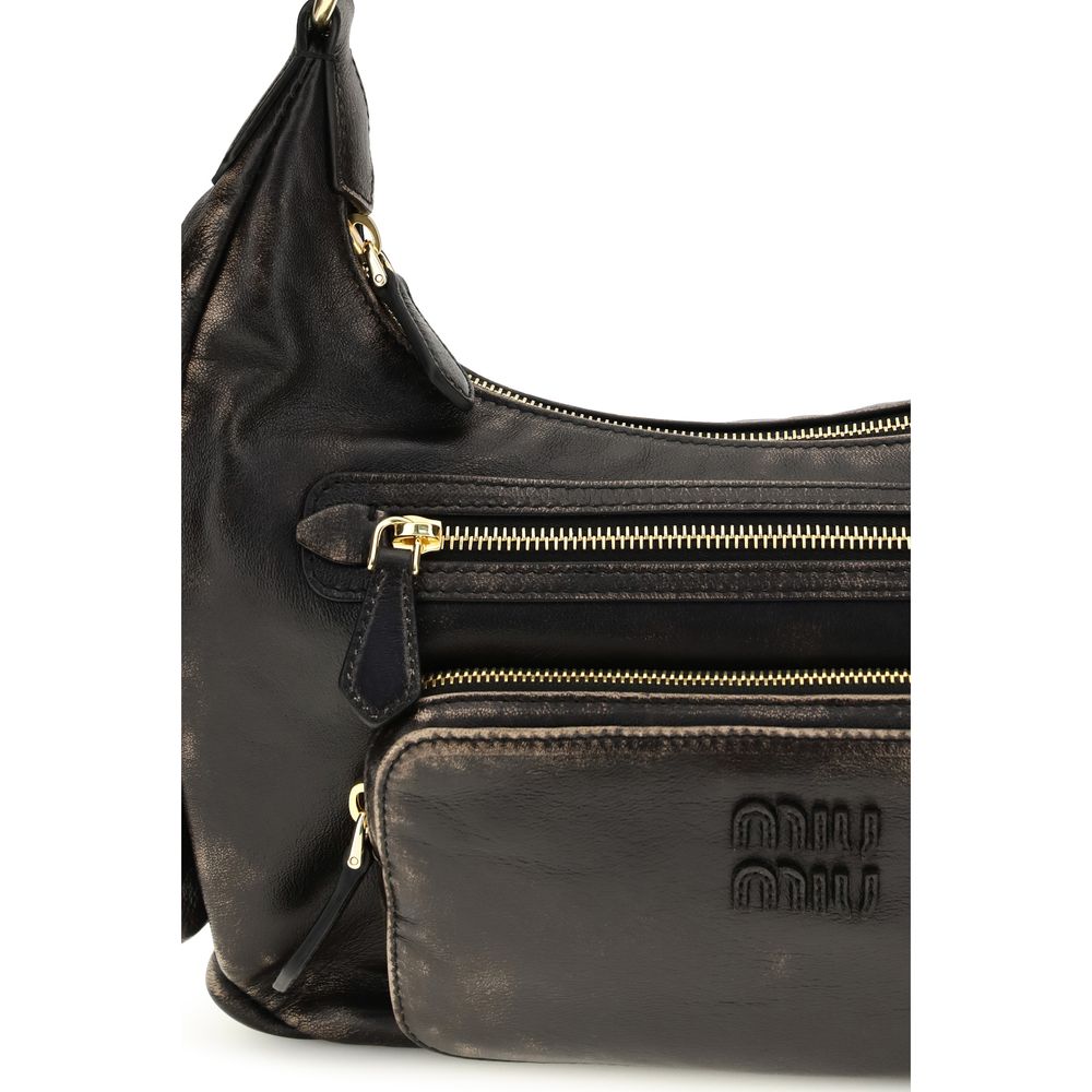 Bolso de hombro Miu Miu de piel de becerro marrón Bos Taurus