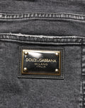 Dolce & Gabbana Dark Grey Distressed Mid Waist Denim Jeans