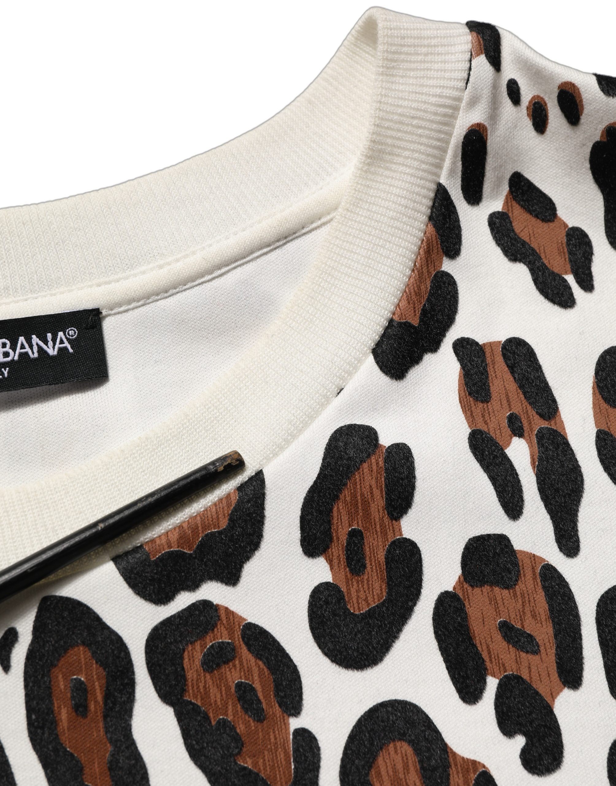 Camiseta Dolce & Gabbana de cuello redondo con estampado de leopardo multicolor