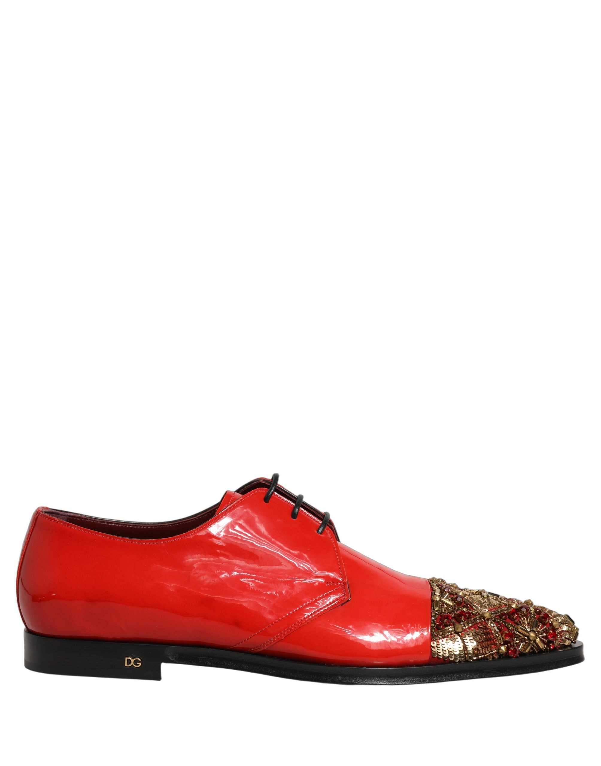 Zapatos de Vestir Formales Derby Embellished Rojos para Hombre Dolce & Gabbana