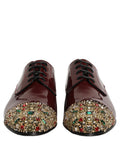 Dolce & Gabbana Maroon Embellished Derby Dress Formal Shoes