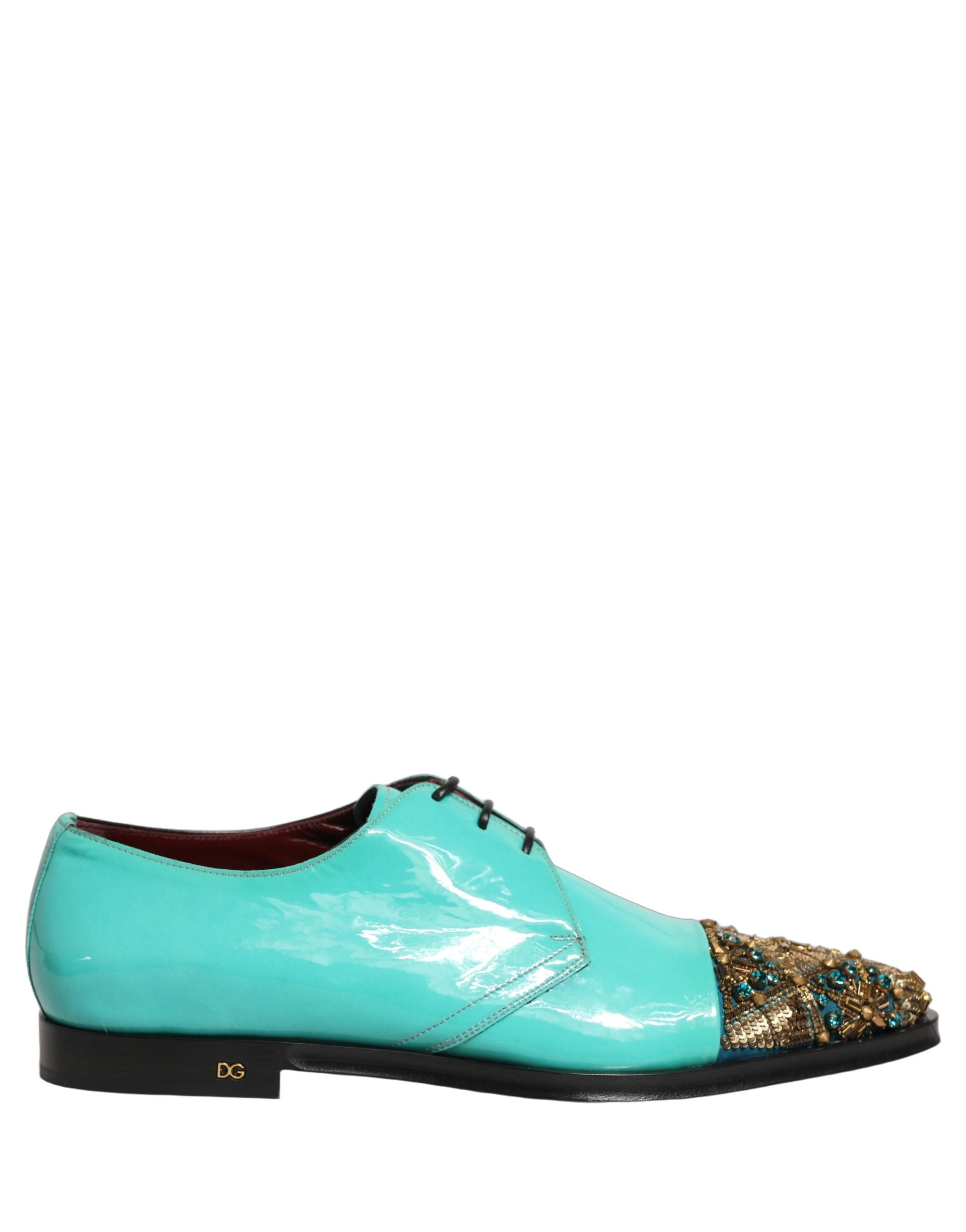 Dolce & Gabbana Aqua Blue Embellished Derby Dress Formal Shoes