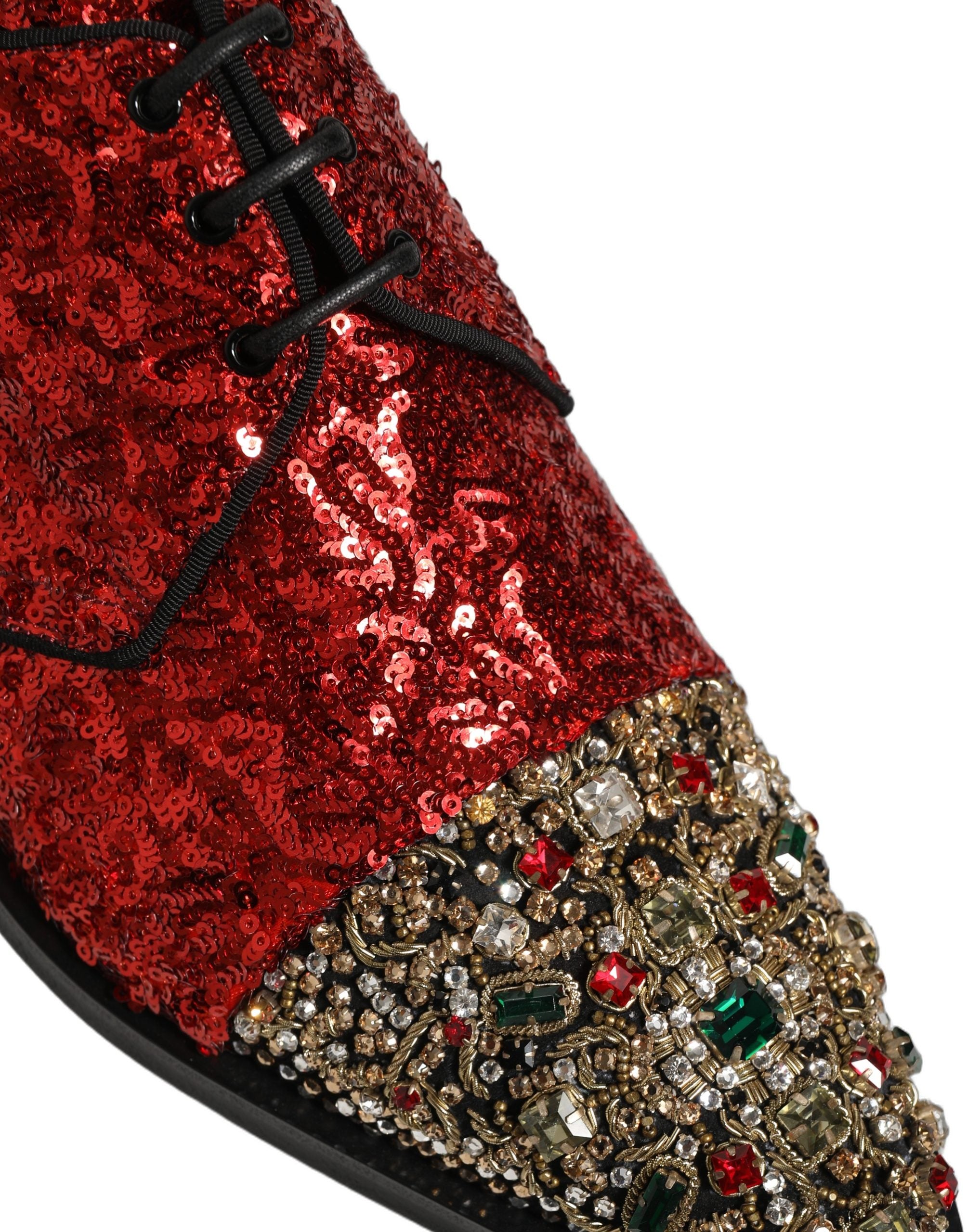 Zapatos de vestir tipo derby para hombre Dolce & Gabbana rojos con lentejuelas