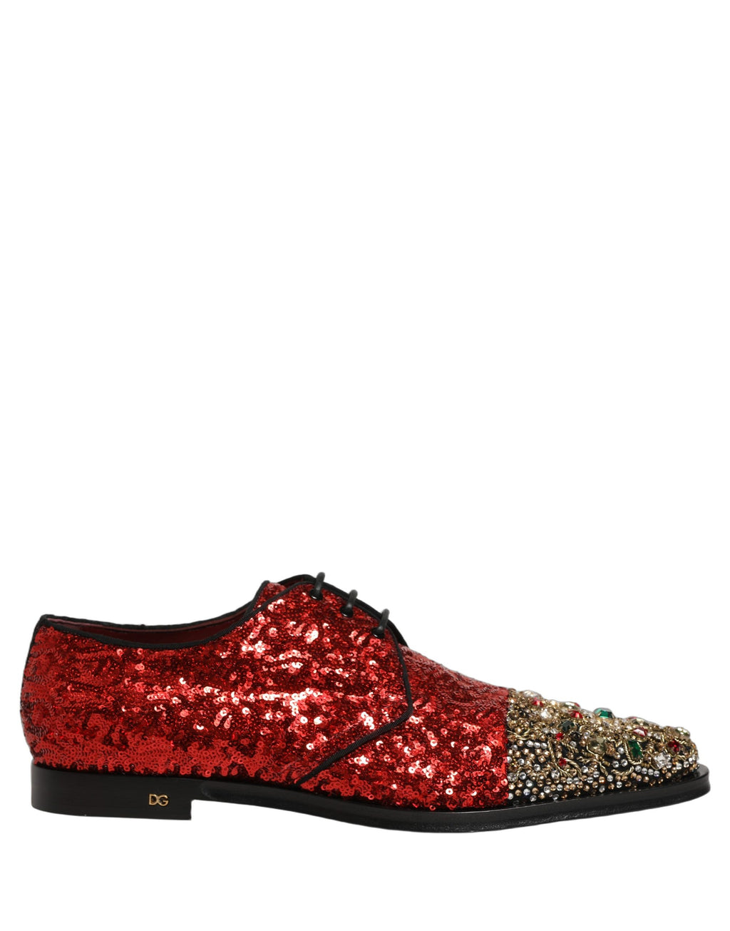 Zapatos de vestir tipo derby para hombre Dolce & Gabbana rojos con lentejuelas