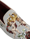 Zapatos mocasín Dolce & Gabbana grises con bordado de corona, rosa y ángel