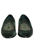 Zapatos mocasines Dolce & Gabbana de terciopelo verde adornados