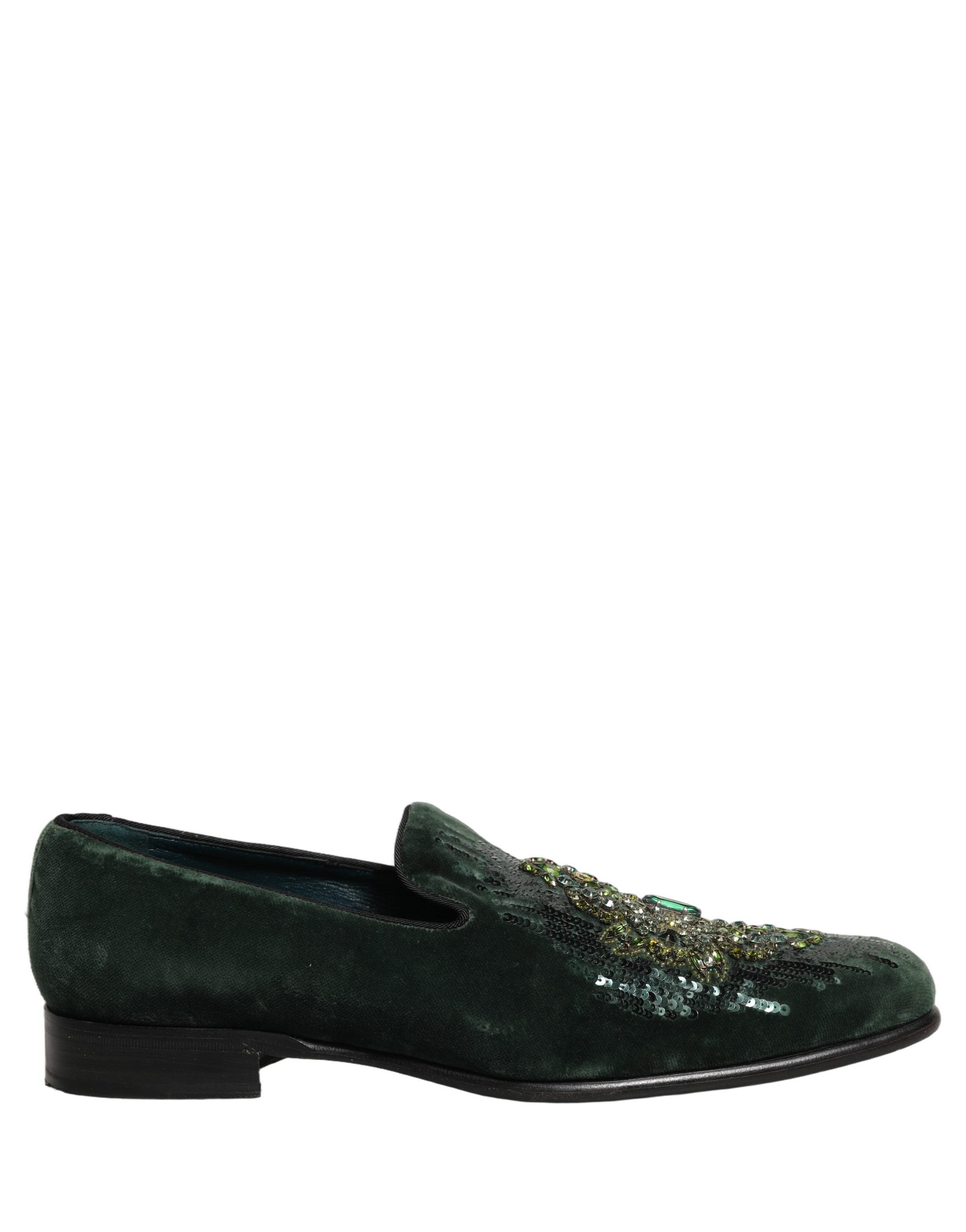 Zapatos mocasines Dolce & Gabbana de terciopelo verde adornados