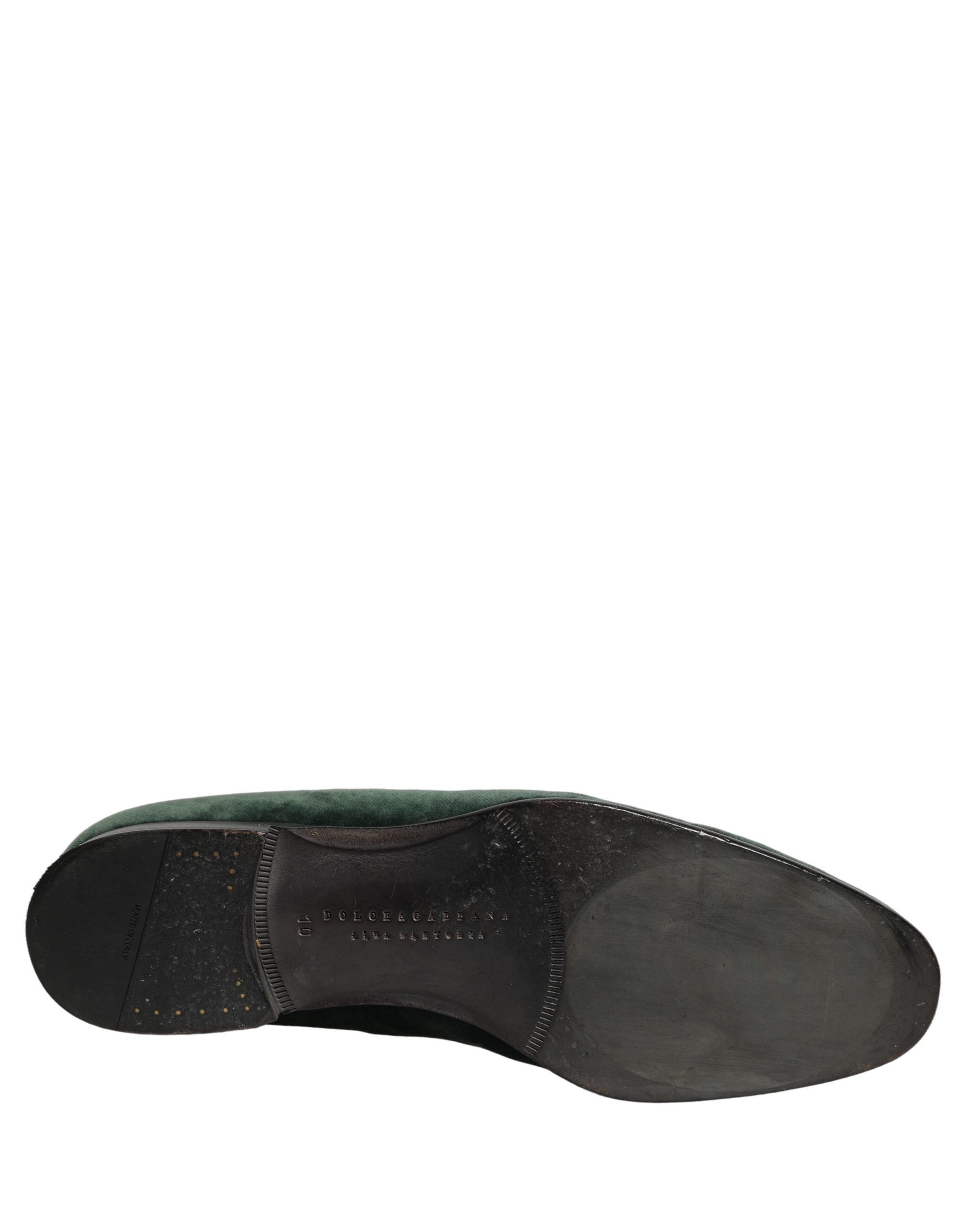 Zapatos mocasines Dolce & Gabbana de terciopelo verde adornados