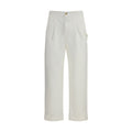 Umit Benan White Cotton Casual Pants