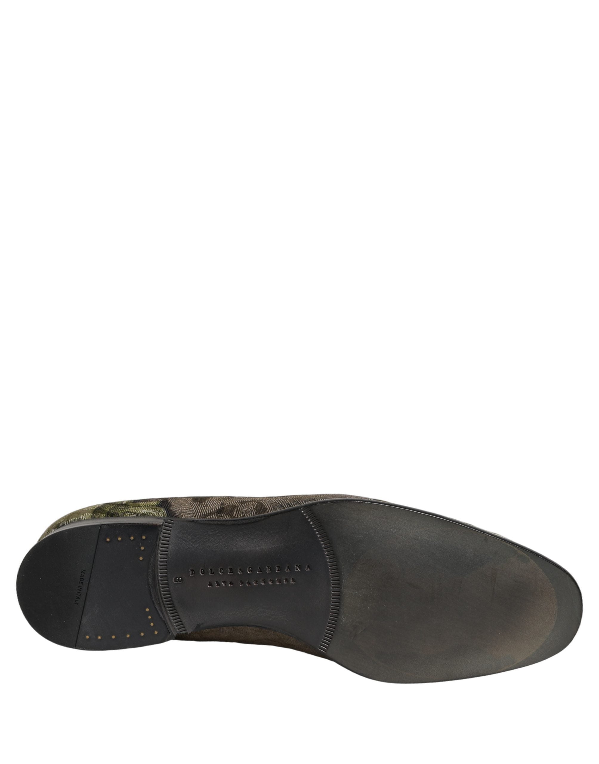 Zapatos Mocasines Slip-On Dolce & Gabbana Estampado Barroco Marrón para Hombre