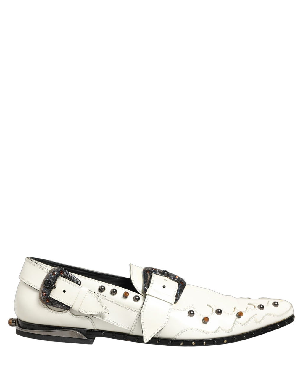 Zapatos de vestir Monk Strap blancos con tachuelas de Dolce & Gabbana