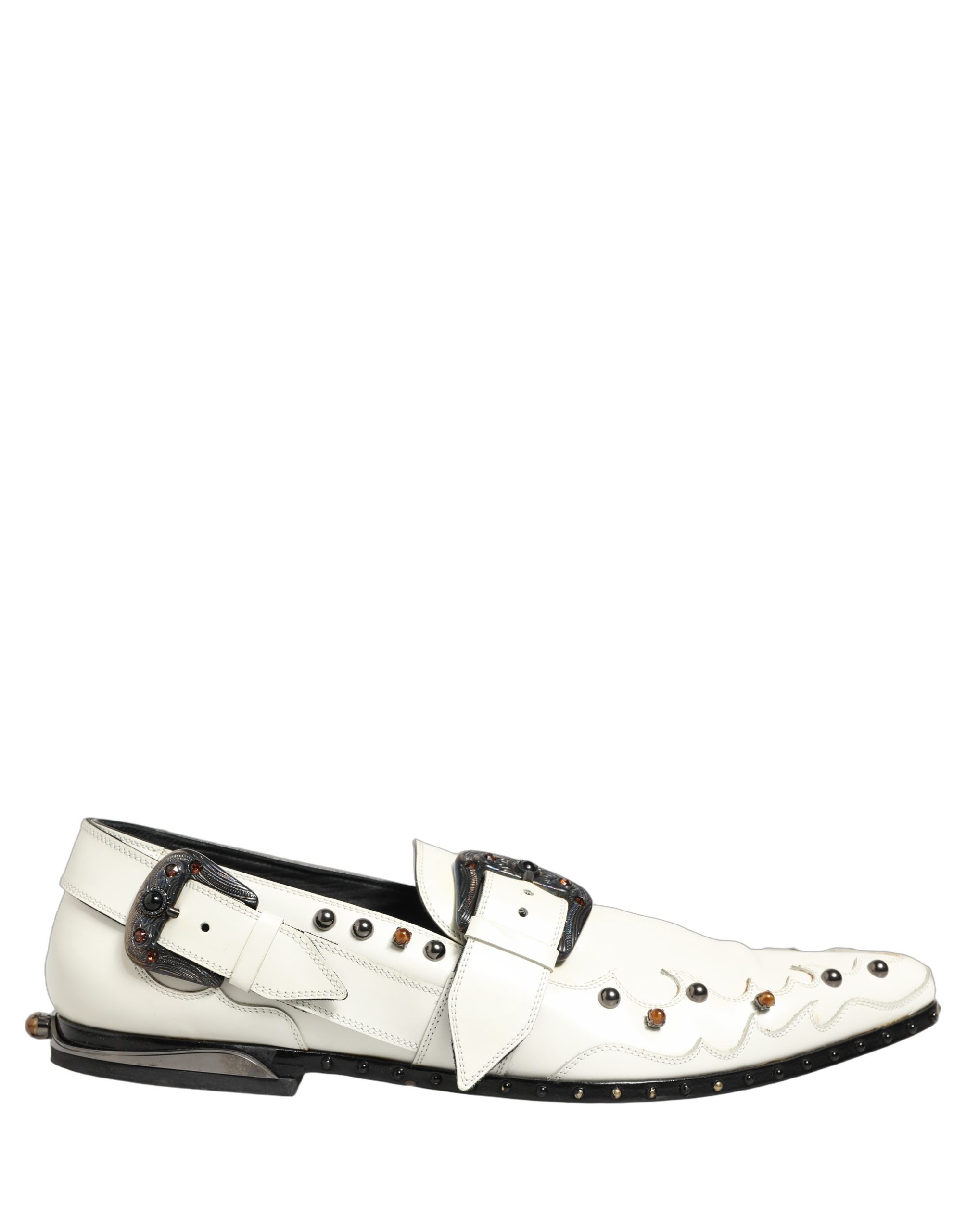 Zapatos de vestir Monk Strap blancos con tachuelas de Dolce & Gabbana