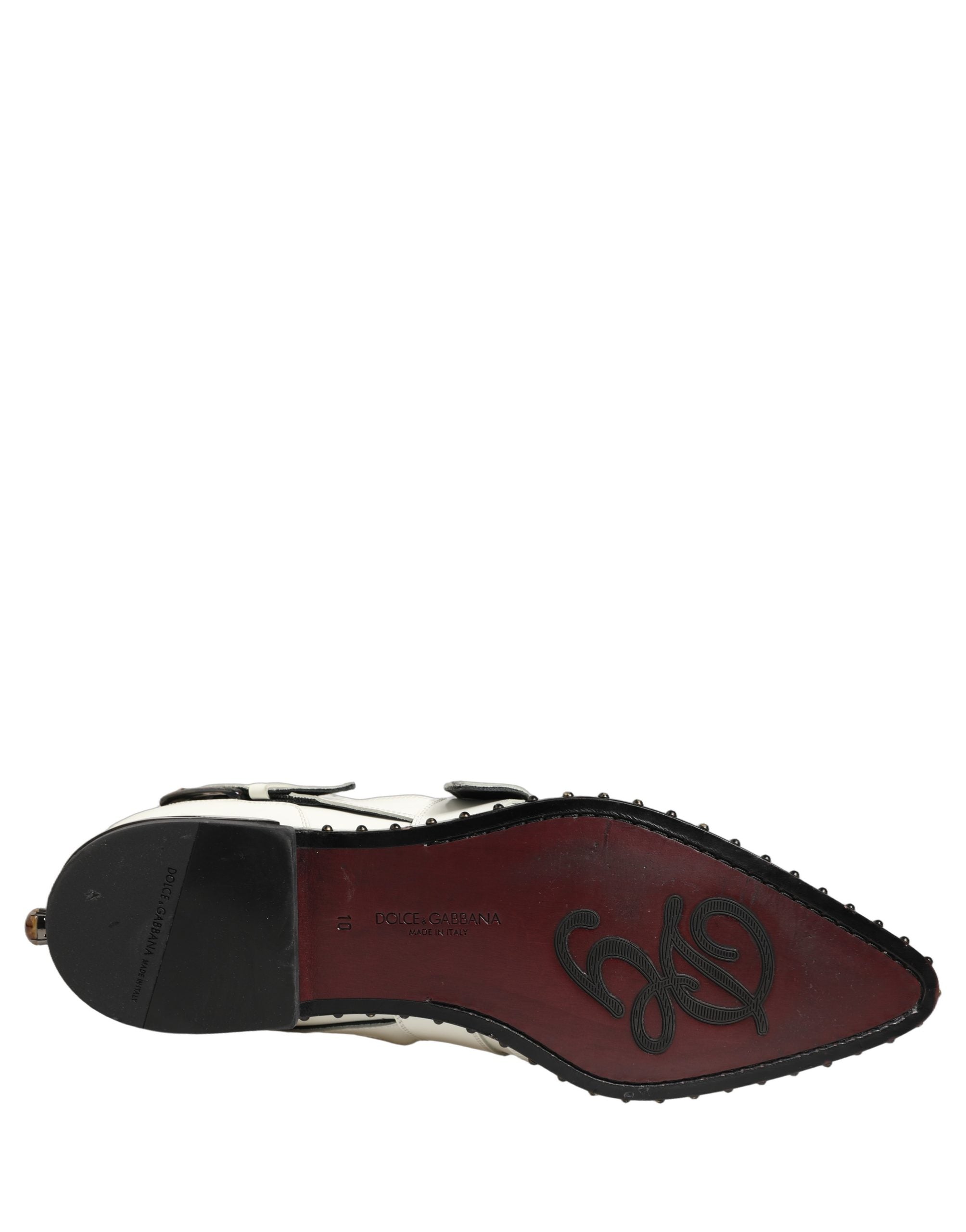 Zapatos de vestir Monk Strap blancos con tachuelas de Dolce & Gabbana