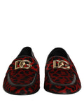 Zapatos mocasines Dolce & Gabbana de pelo de potro con estampado de leopardo rojo
