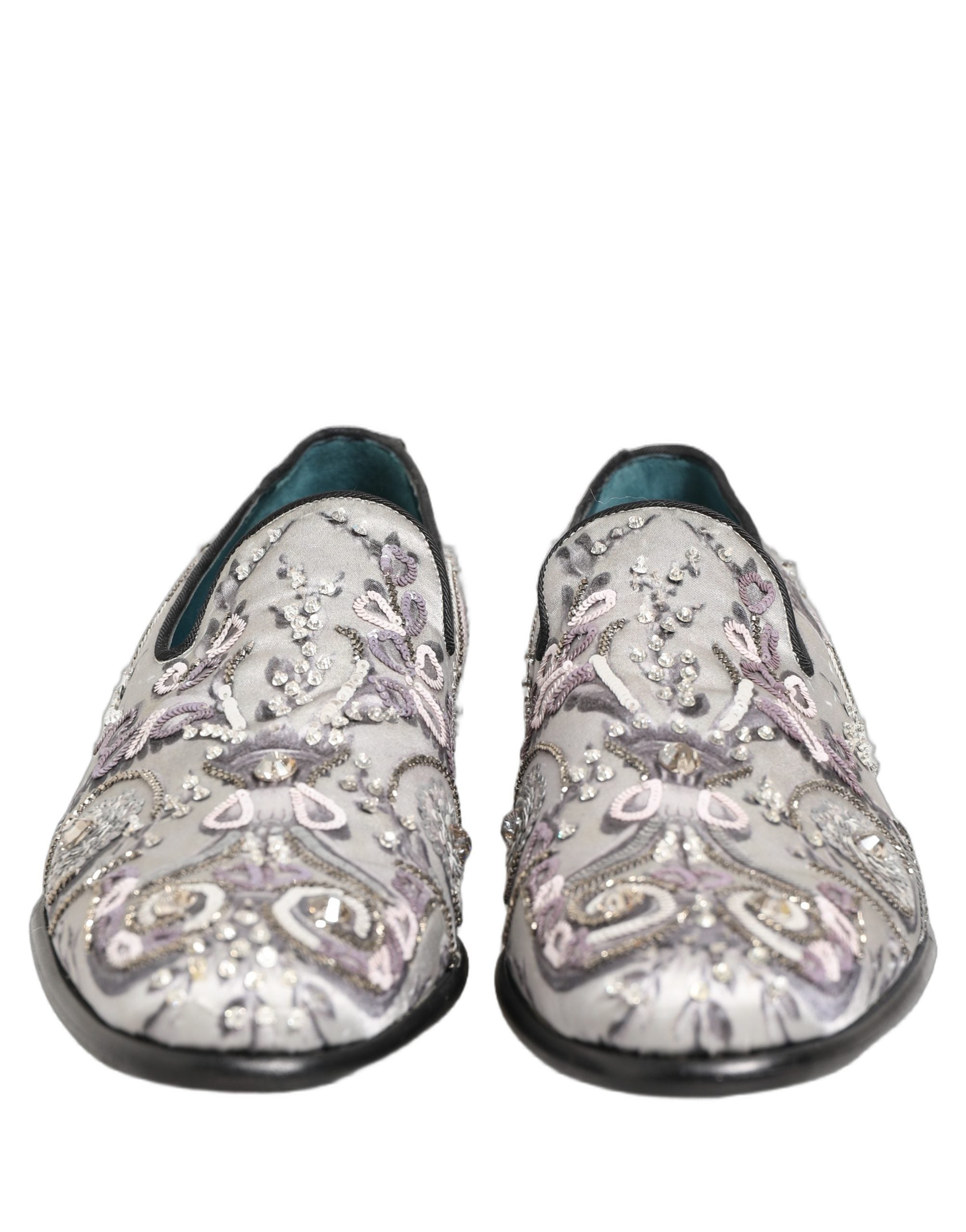 Zapatos Loafers Formales sin Cordones con Lentejuelas Blancas Dolce & Gabbana