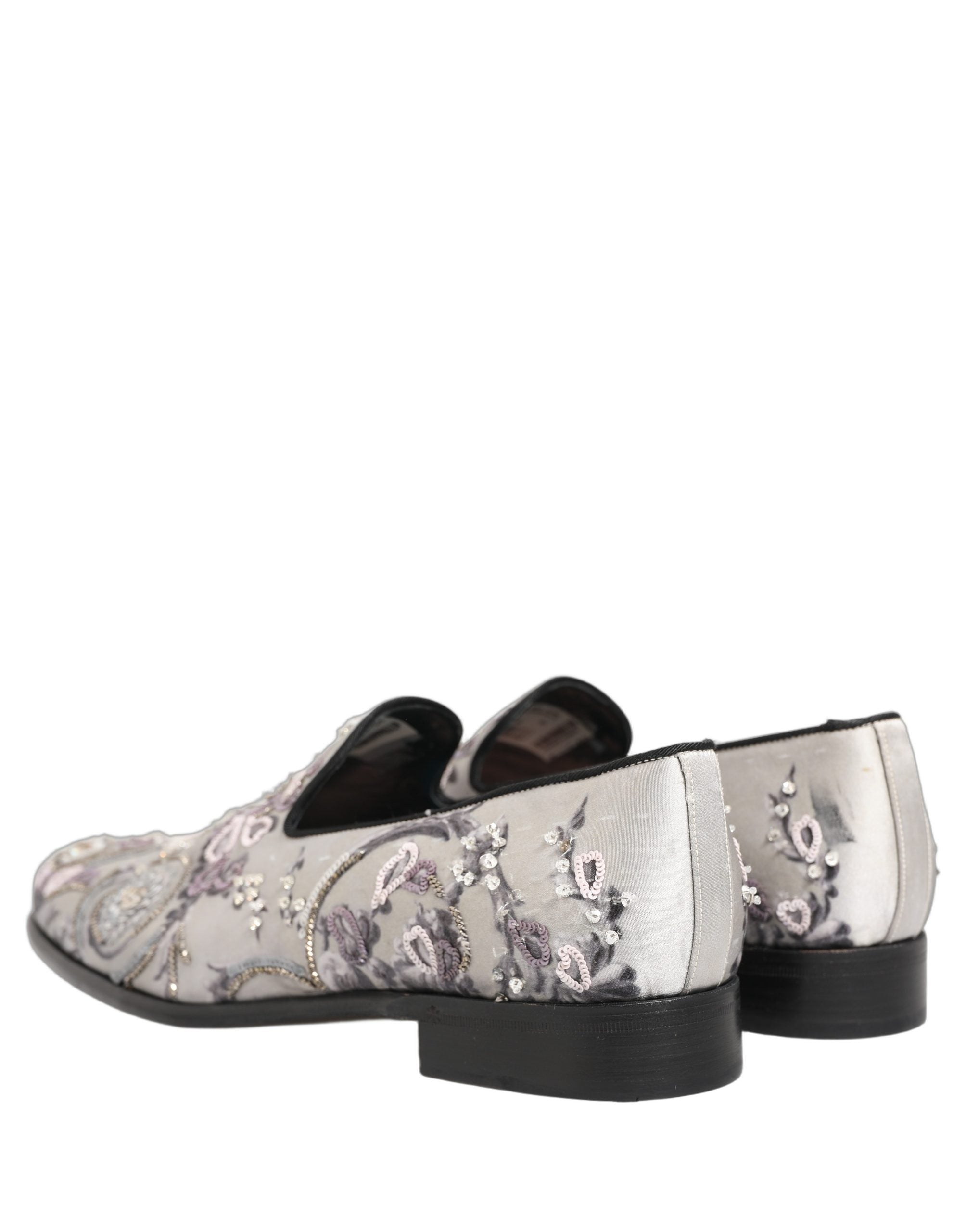 Zapatos Loafers Formales sin Cordones con Lentejuelas Blancas Dolce & Gabbana