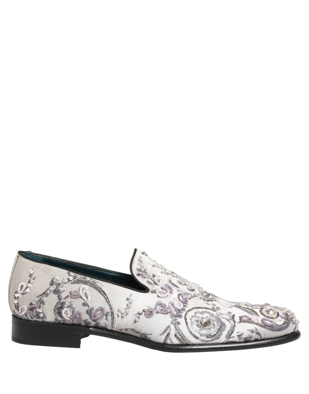 Zapatos Loafers Formales sin Cordones con Lentejuelas Blancas Dolce & Gabbana