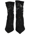 Dolce & Gabbana Black Socks Taormina Lace Pumps Boots Shoes