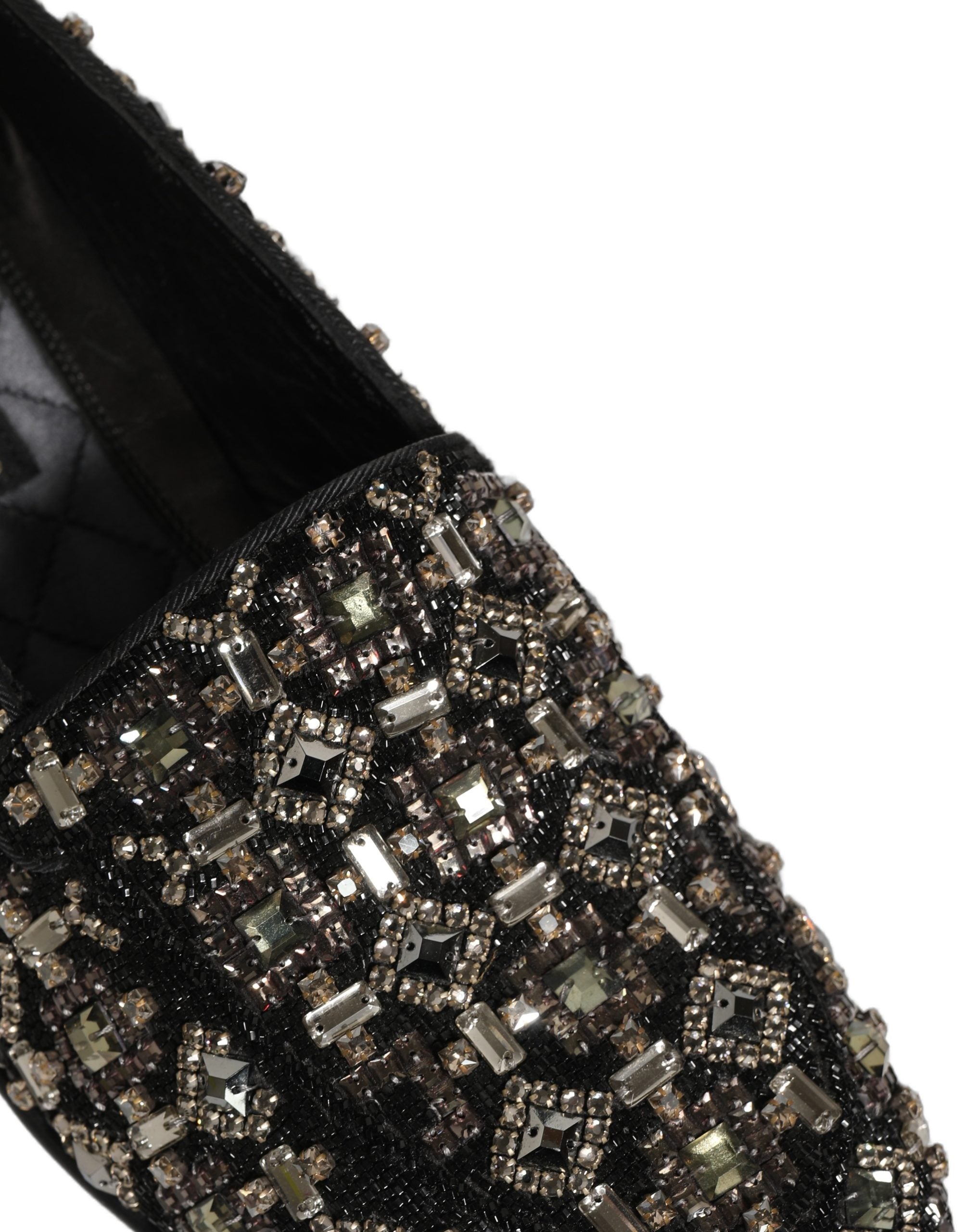 Zapatos Mocasines sin Cordones de Cuero Plateado con Logotipo Dolce & Gabbana