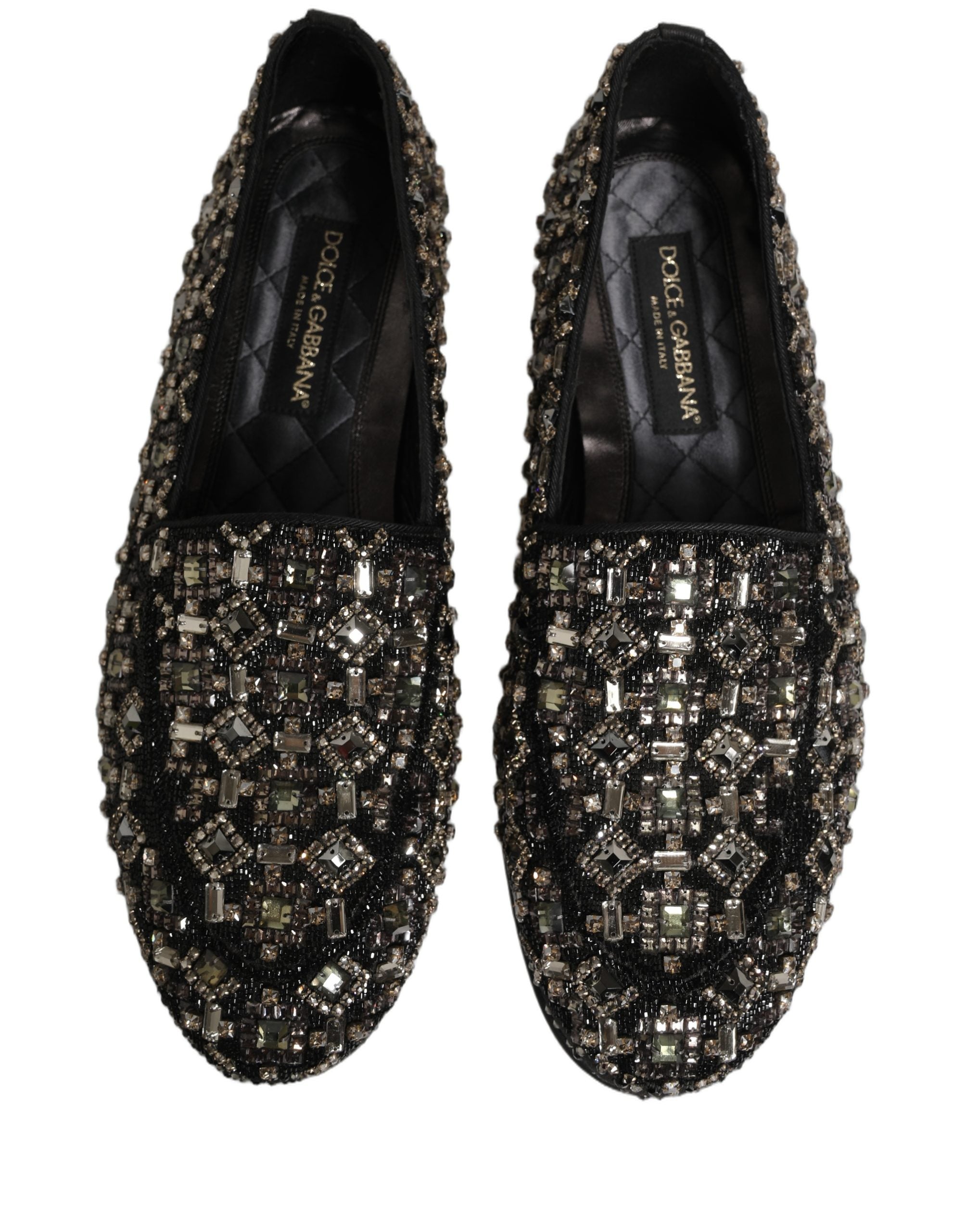 Zapatos Mocasines sin Cordones de Cuero Plateado con Logotipo Dolce & Gabbana
