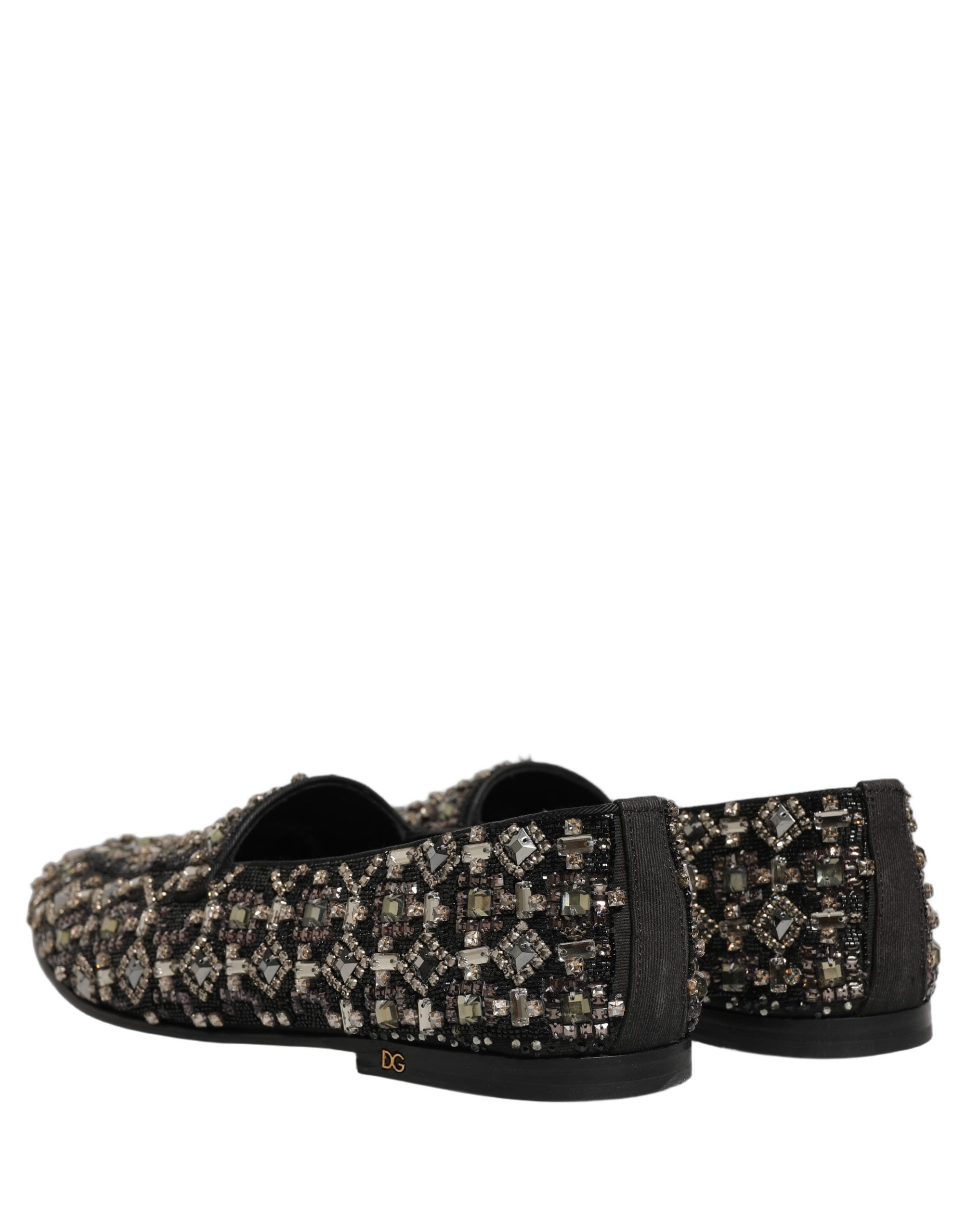 Zapatos Mocasines sin Cordones de Cuero Plateado con Logotipo Dolce & Gabbana