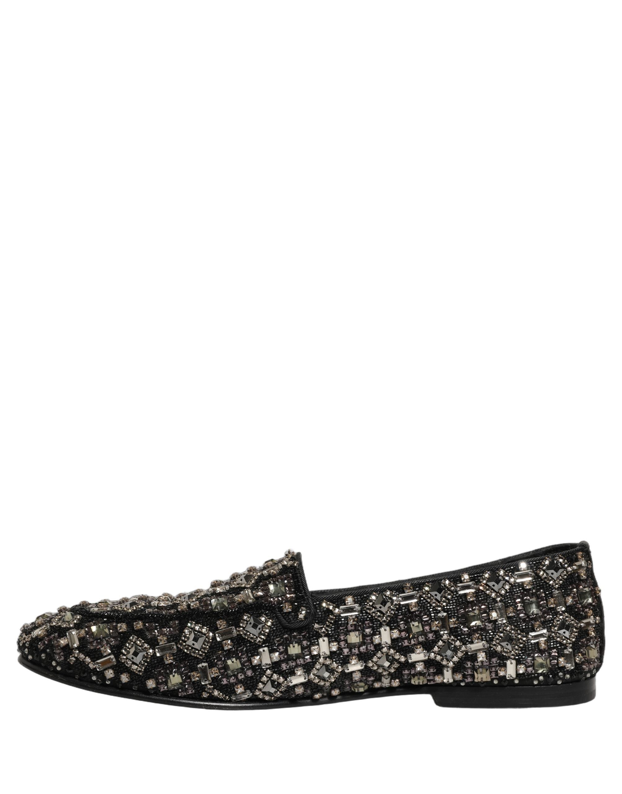 Zapatos Mocasines sin Cordones de Cuero Plateado con Logotipo Dolce & Gabbana