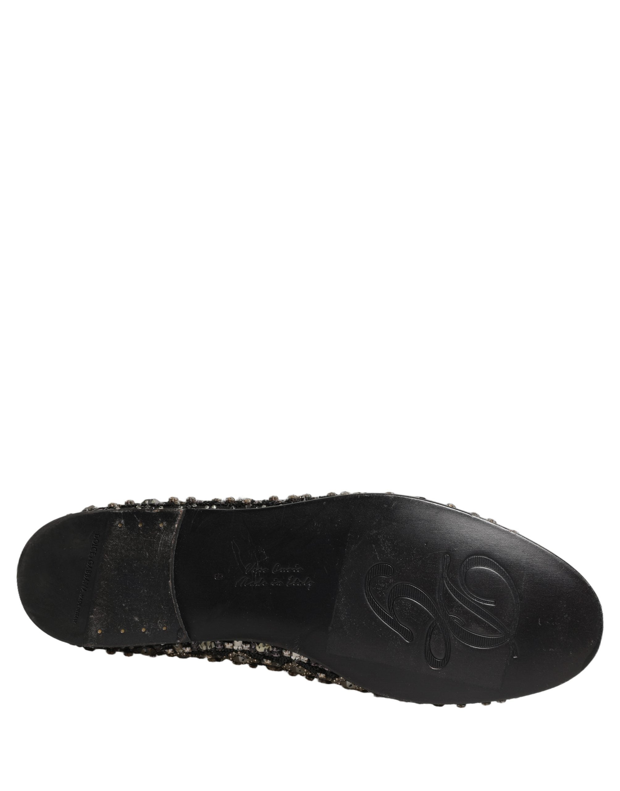 Zapatos Mocasines sin Cordones de Cuero Plateado con Logotipo Dolce & Gabbana