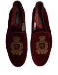 Zapatos Mocasín Dolce & Gabbana Bordado Corona Terciopelo Granate