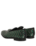 Zapatos mocasines Dolce & Gabbana plateados verdes con adornos
