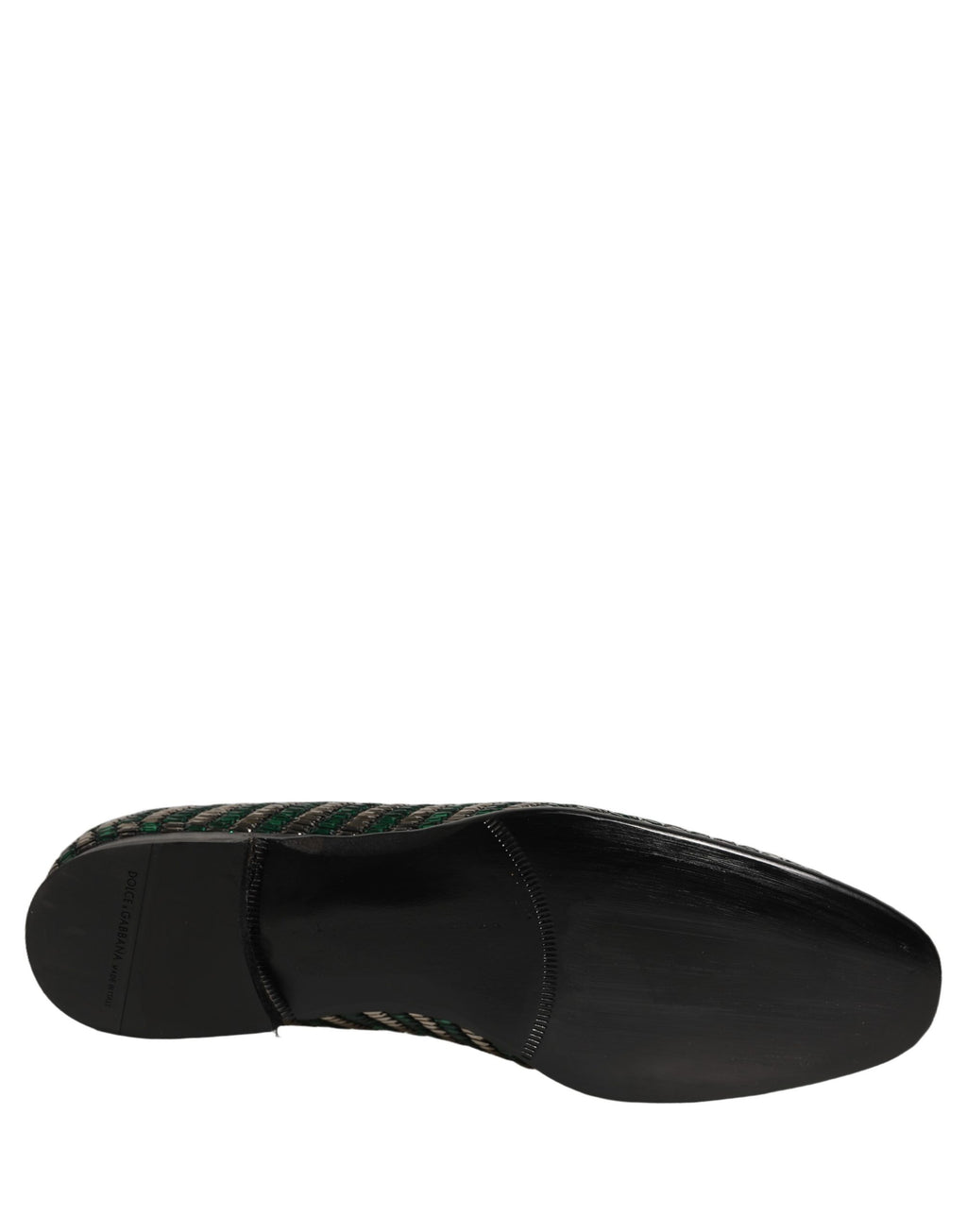 Zapatos mocasines Dolce & Gabbana plateados verdes con adornos