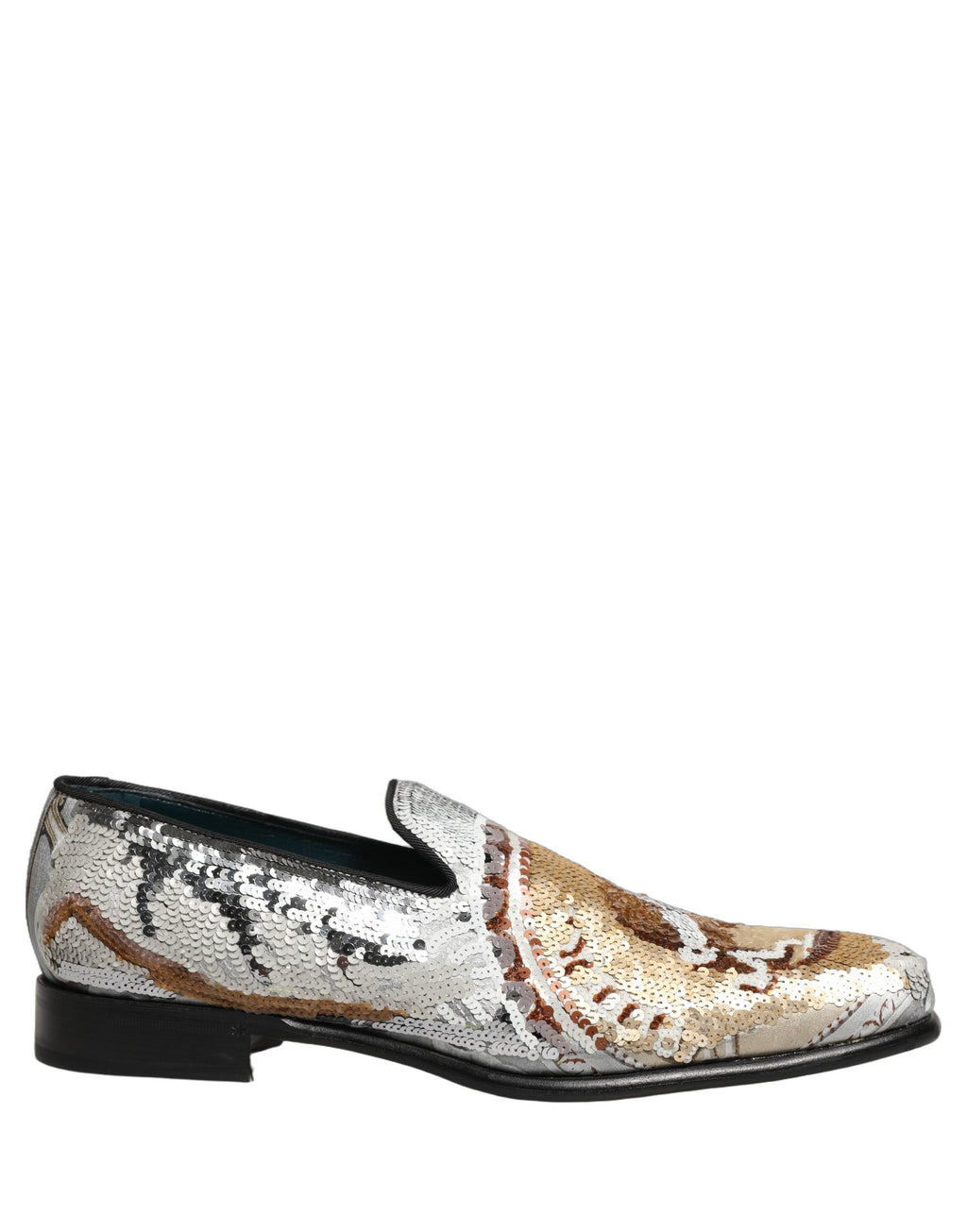 Mocasines con lentejuelas en oro blanco de Dolce & Gabbana