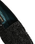 Chaussures Loafers Dolce & Gabbana en Velours Noir Brodé