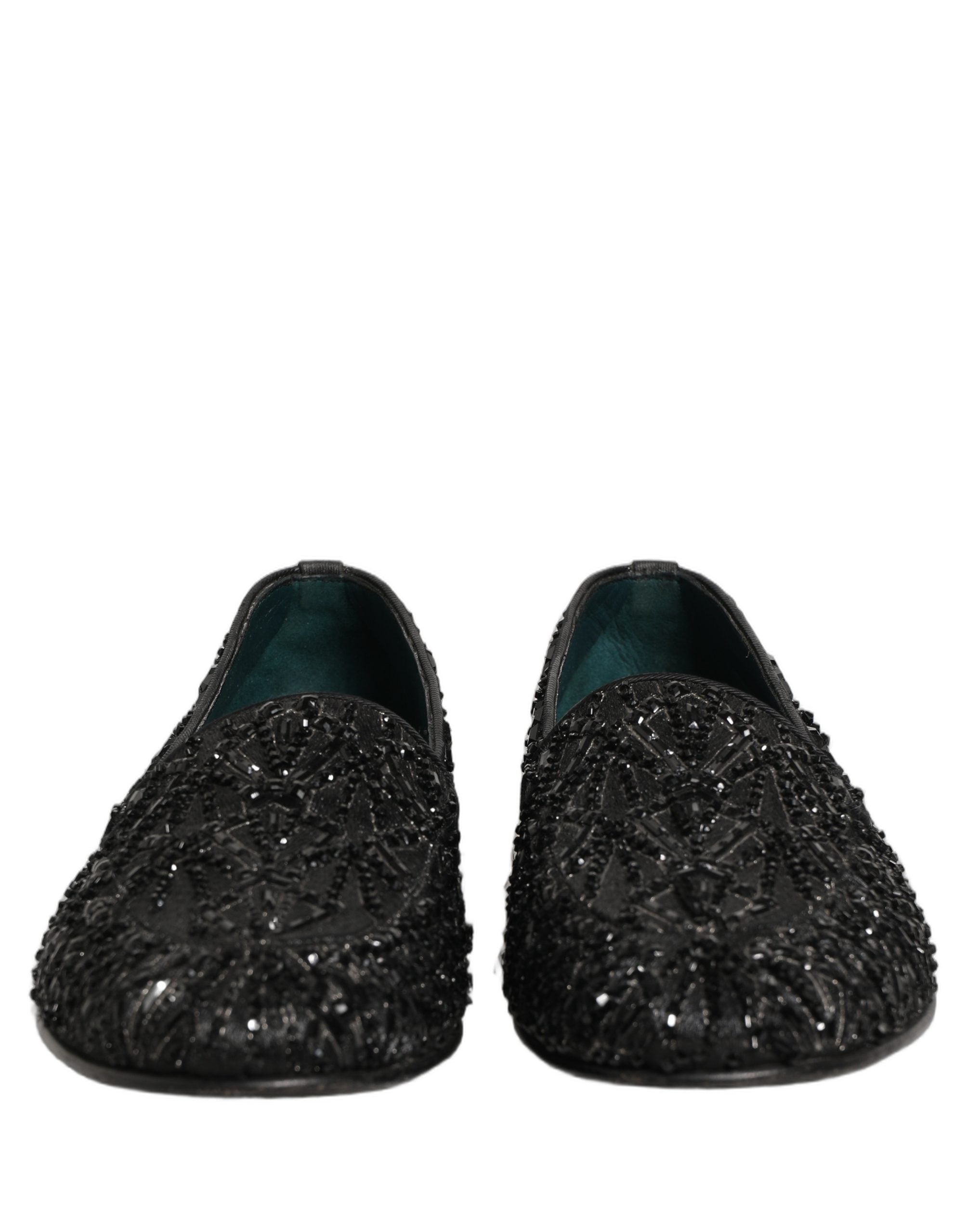 Zapatos Mocasín Dolce & Gabbana de Terciopelo Negro Bordados