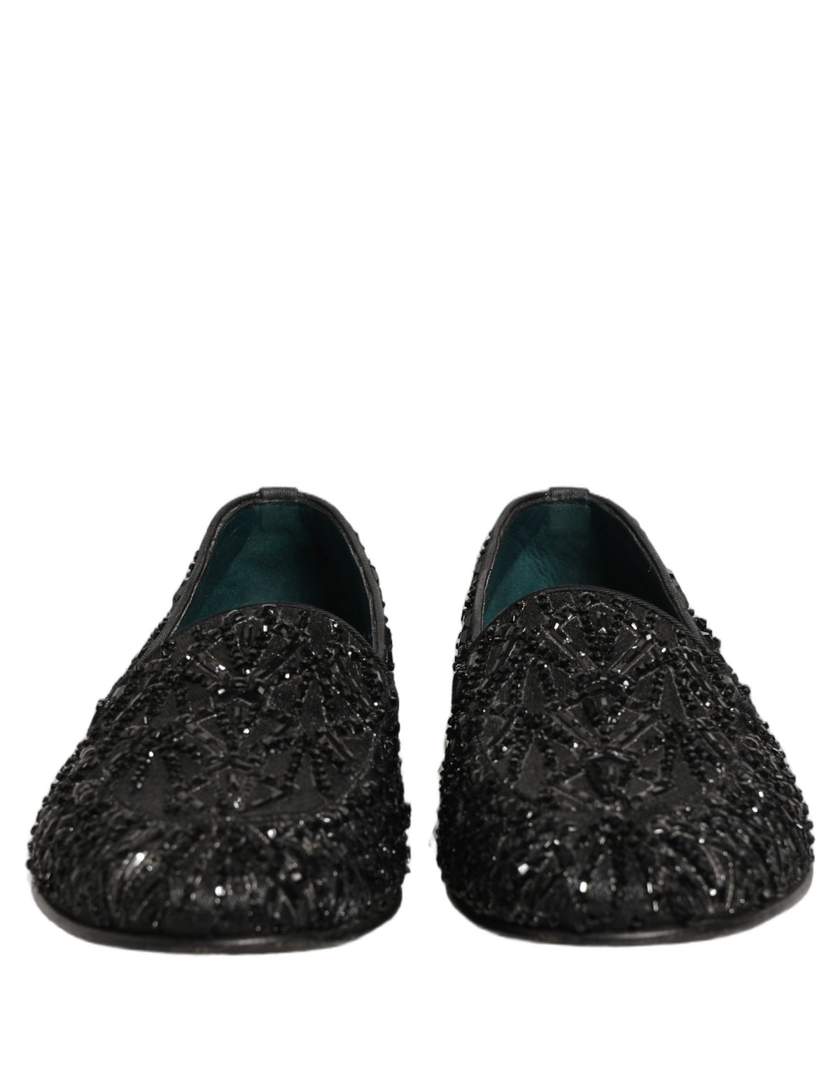 Chaussures Loafers Dolce & Gabbana en Velours Noir Brodé