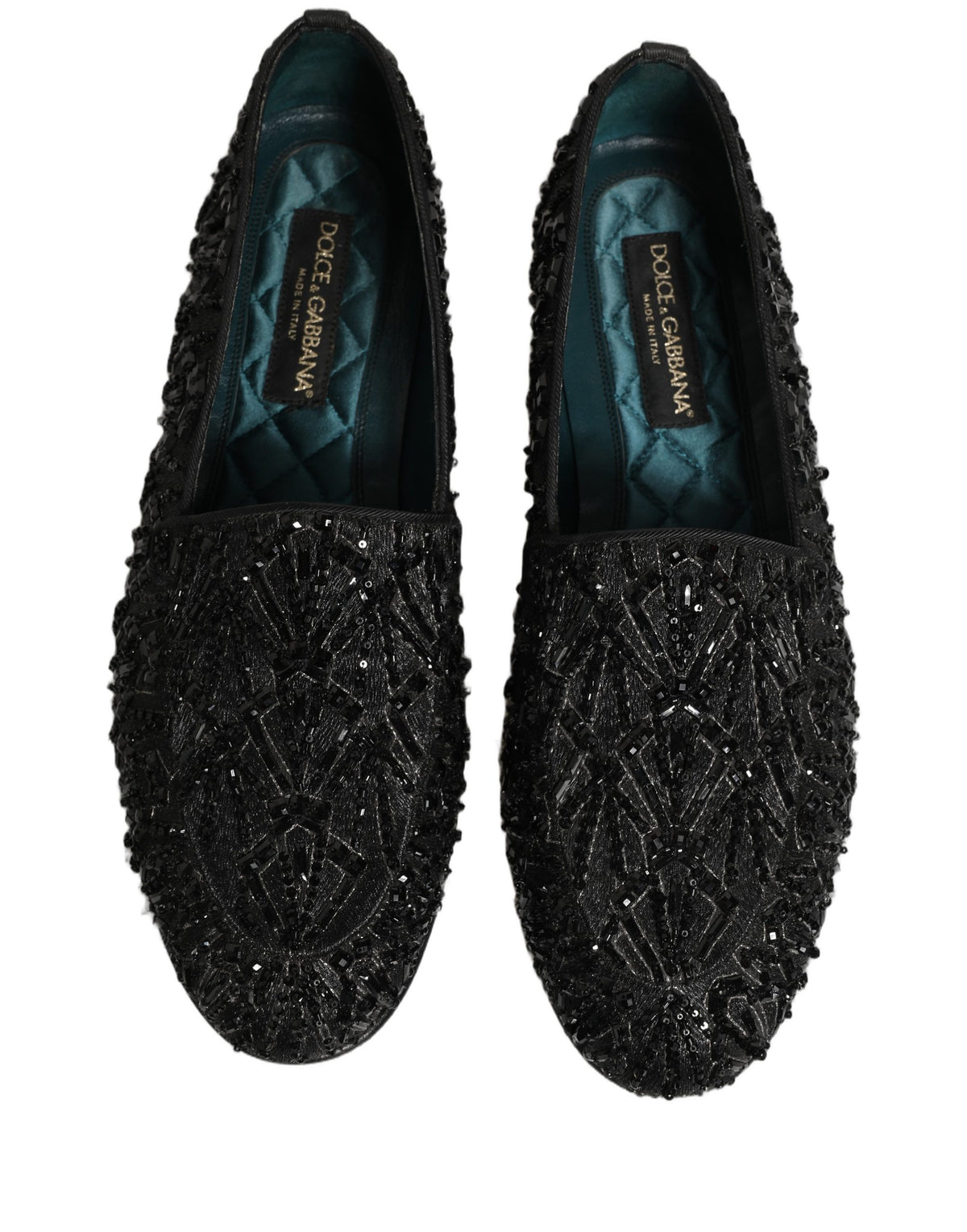 Chaussures Loafers Dolce & Gabbana en Velours Noir Brodé